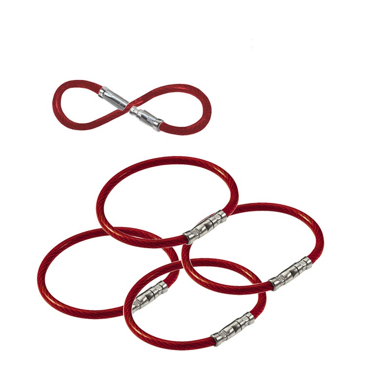 Lucky Line 5â€ Twisty Lock Key Ring, Flexible Nylon Coated Steel Wire Loop, Corrosion-Resistant and Durable, 5 Pack, Red (8117005) - Image 1